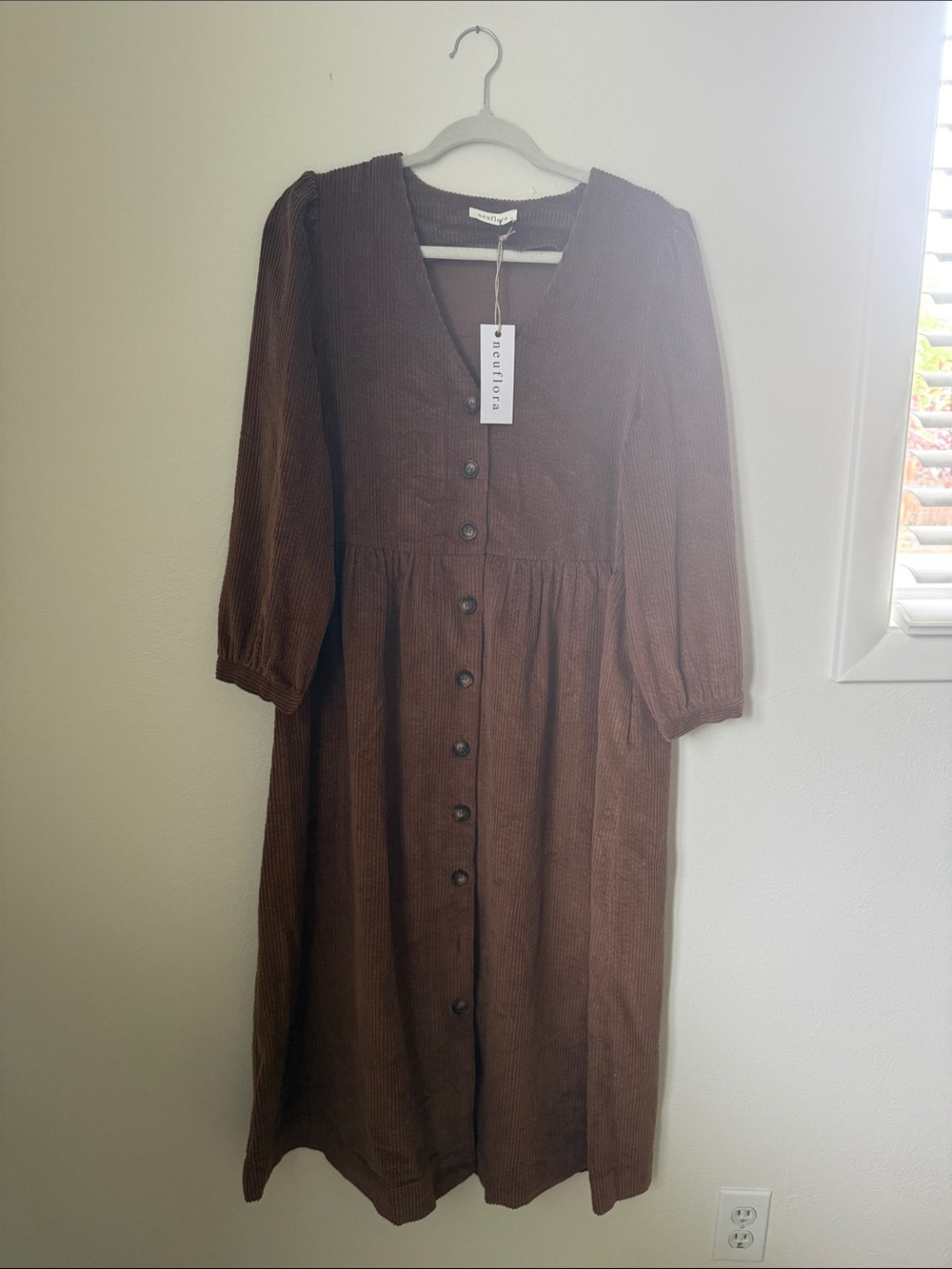 NWT Neuflora Brown Corduroy midi dress